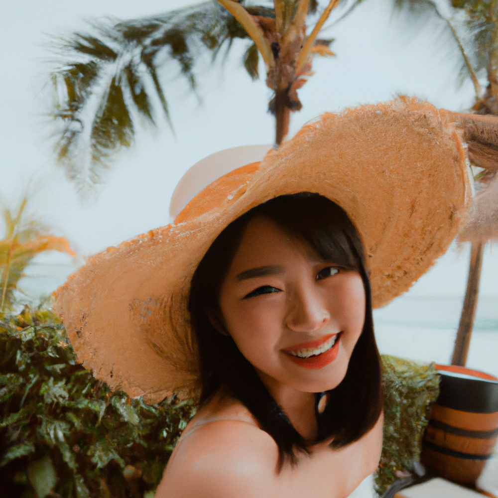 asian woman smiling at a resort