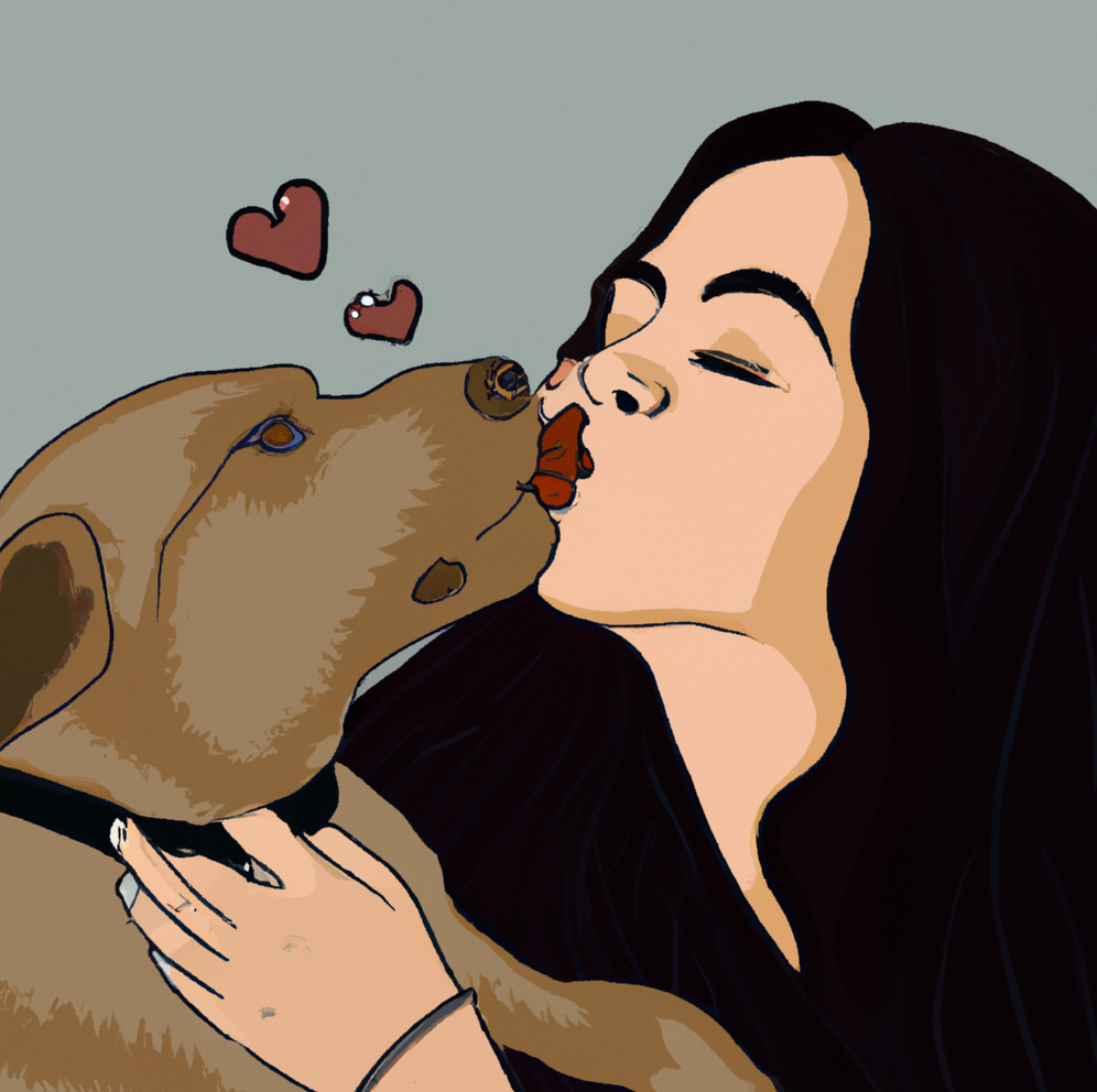 woman kissing a dog