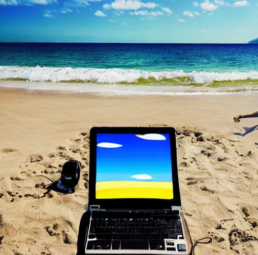 digital nomad life on a beach