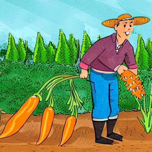 gardener with big carrots